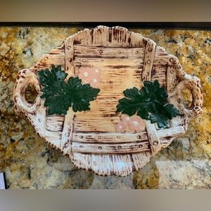 Handmade Vintage Ceramic Basket Look Small Tray Platter